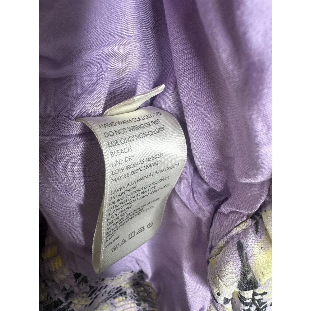 Free People Floral Ruched Blouse Womens Medium Long Sleeve Lace Up Smocked Back - Picture 5 of 6